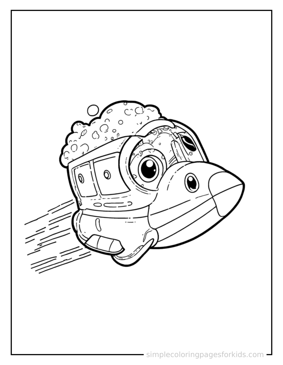 Smiling Spaceship Coloring Page