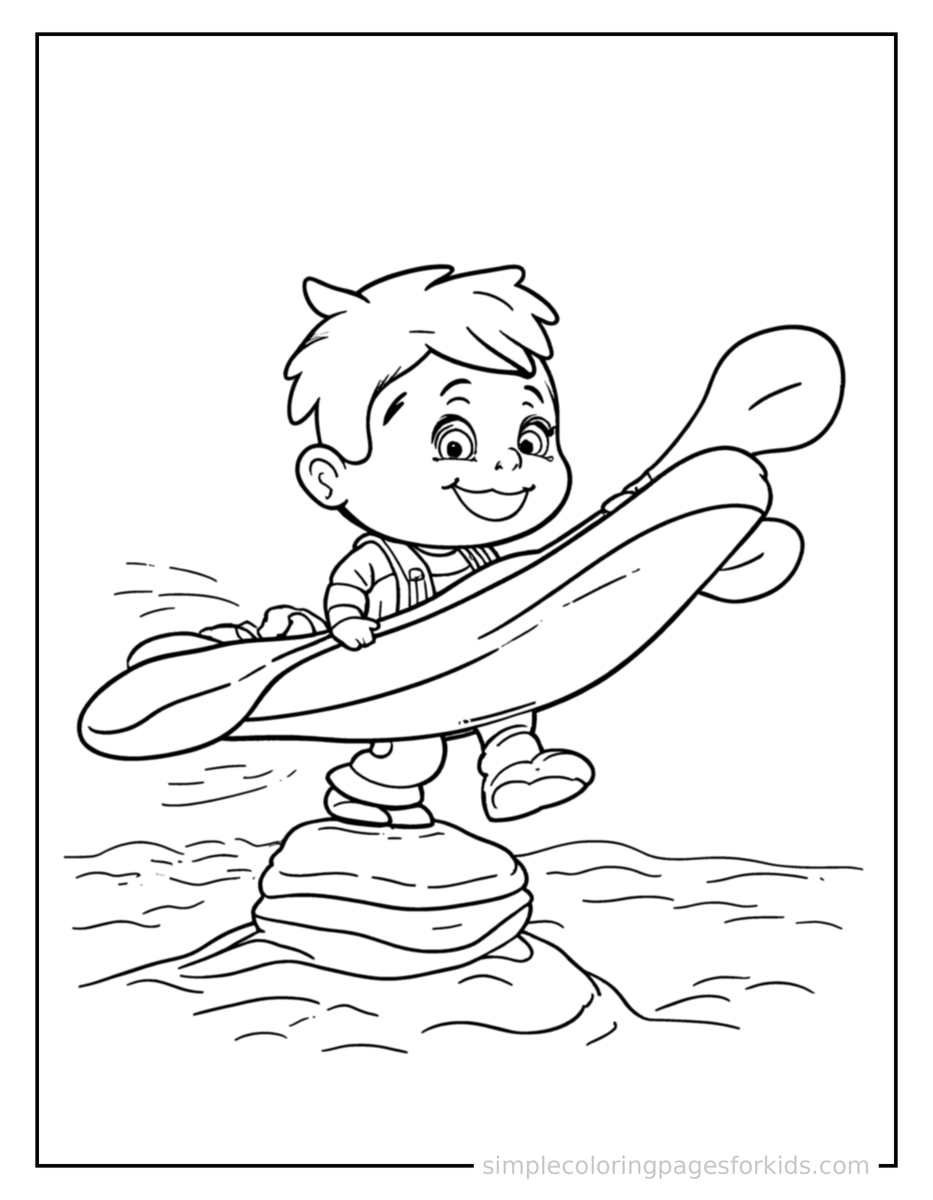 Bouncing Kayak Coloring Page