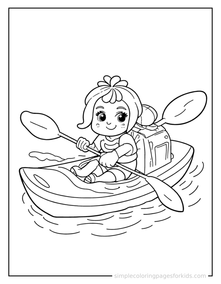 Smiling Kayak Coloring Page