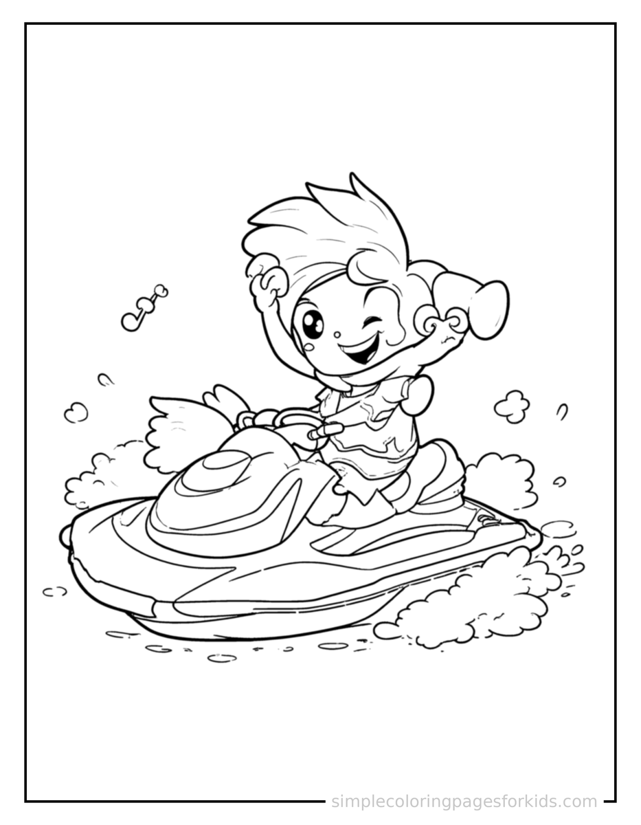 Coloring Scene 3 Jet Ski Coloring Page