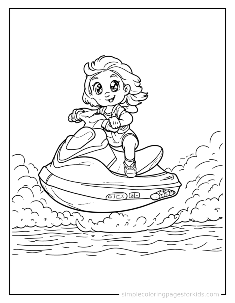 Bouncing Jet Ski Coloring Page