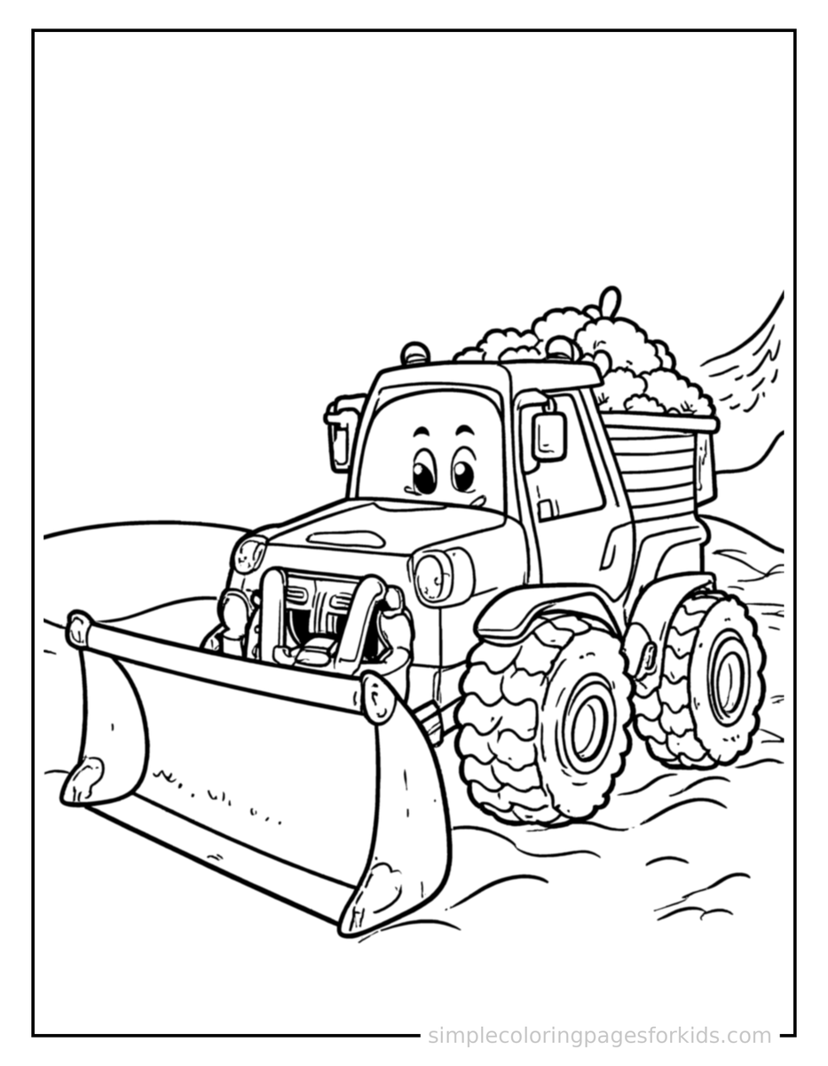 Smiling Snowplow Coloring Page