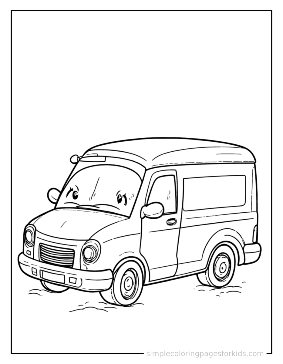 Resting Delivery Van Coloring Page