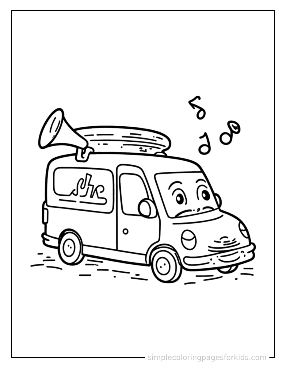 Coloring Scene 3 Delivery Van Coloring Page