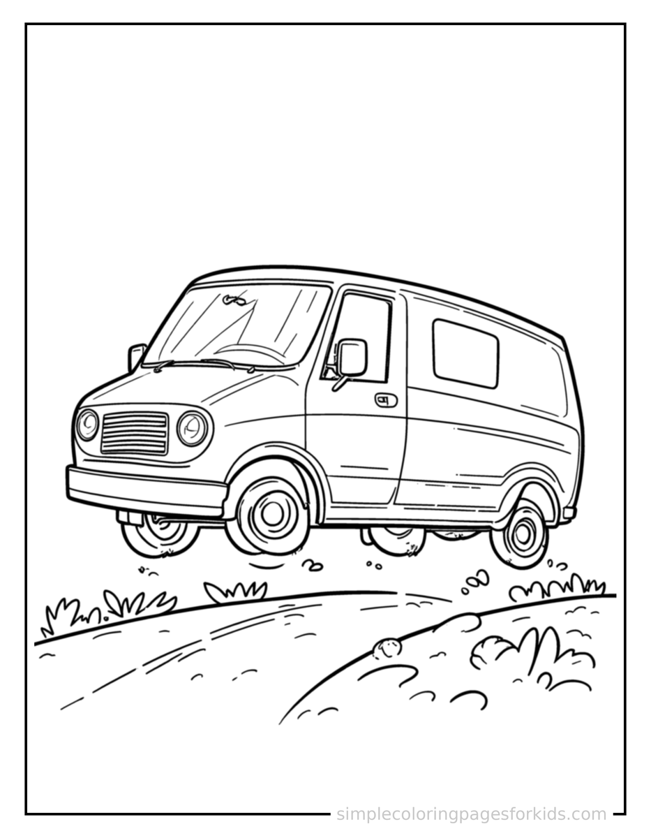 Bouncing Delivery Van Coloring Page