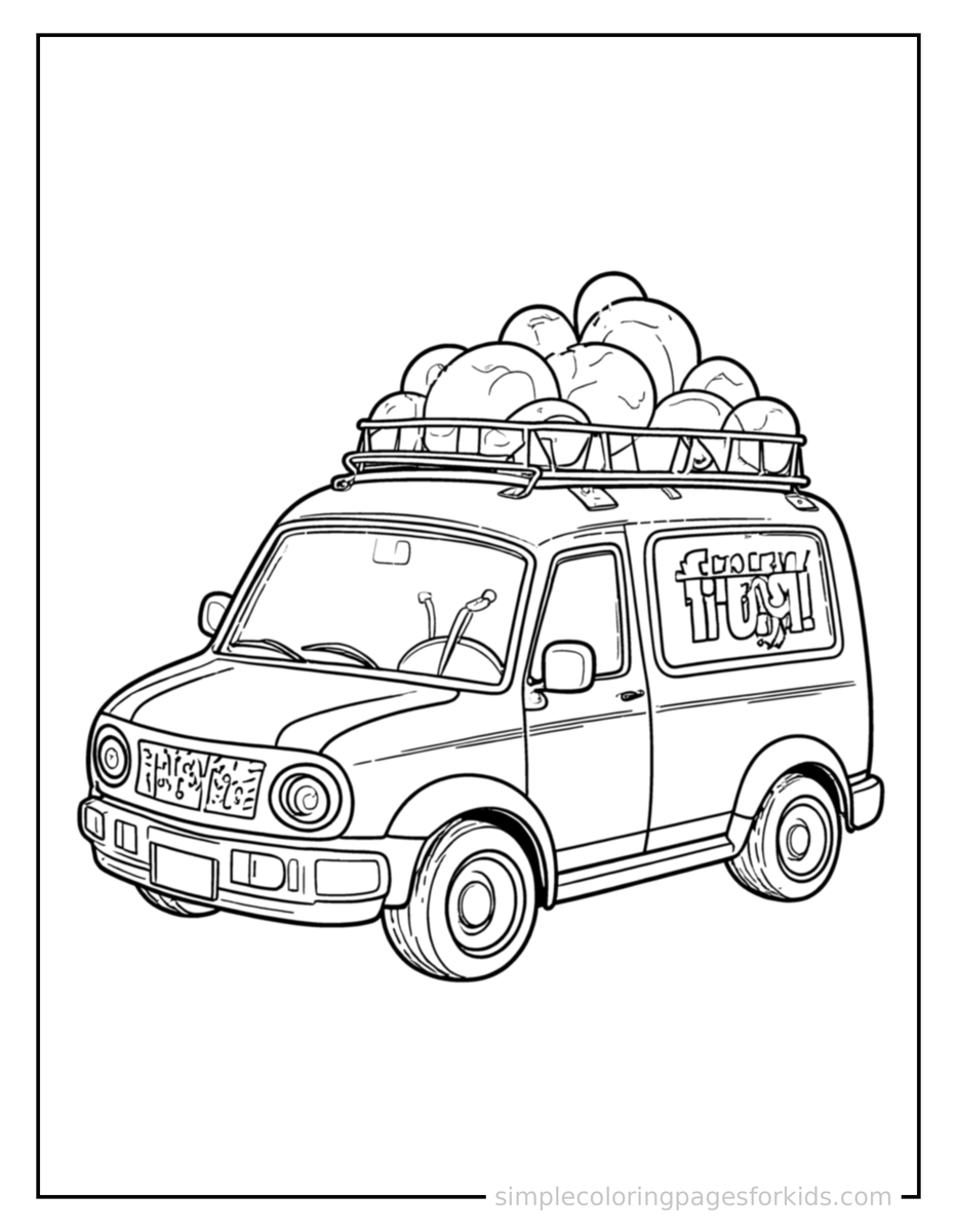 Smiling Delivery Van Coloring Page