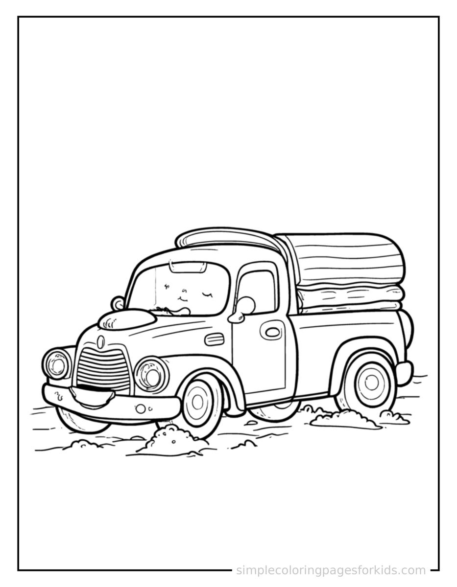 Resting Pickup Truck Coloring Page