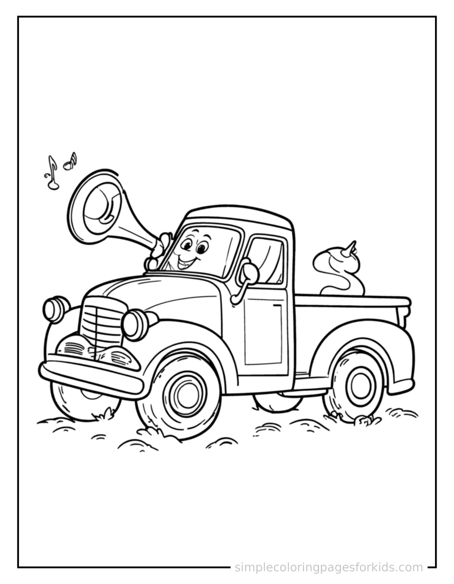 Coloring Scene 3 Pickup Truck Coloring Page