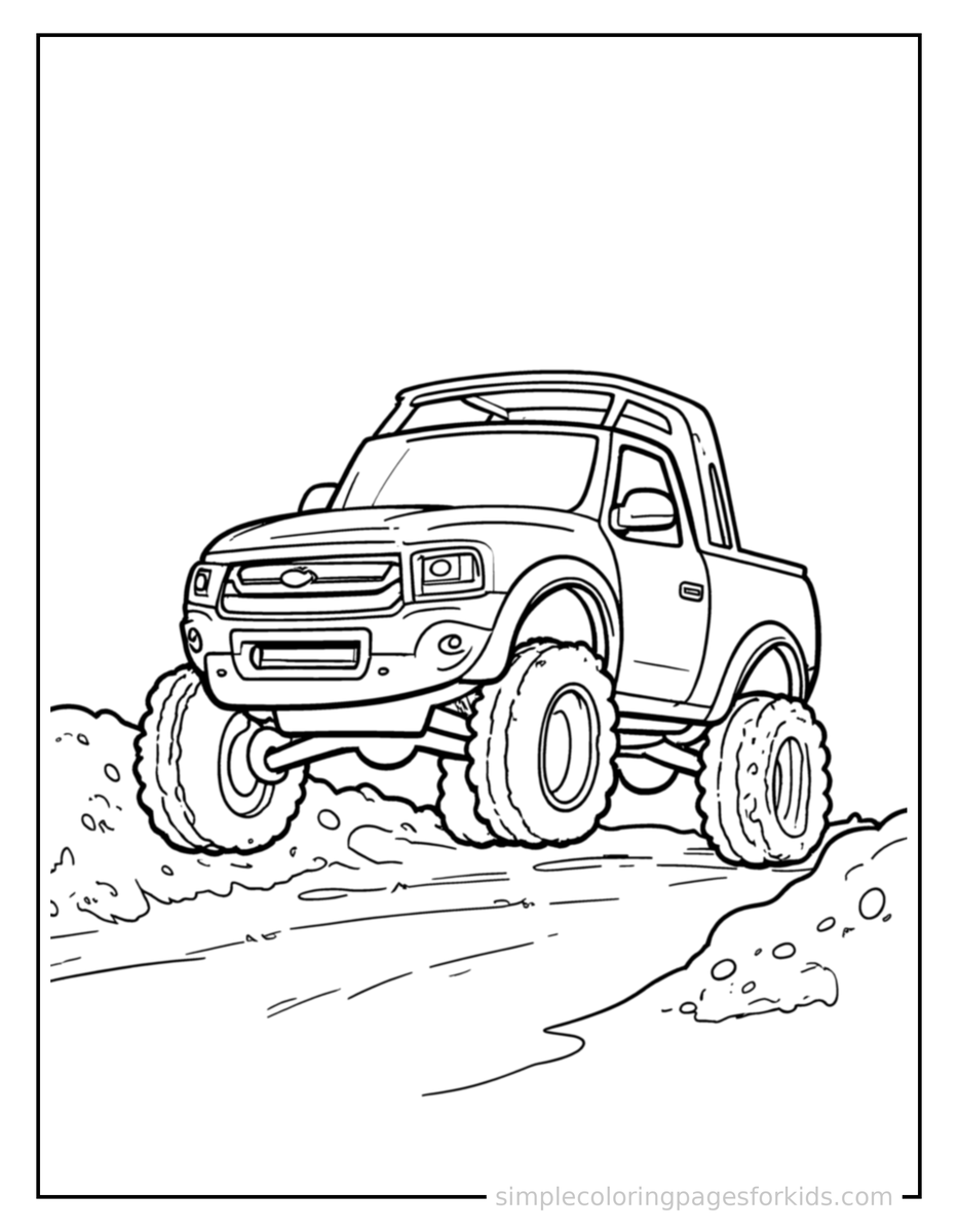 Bouncing Pickup Truck Coloring Page