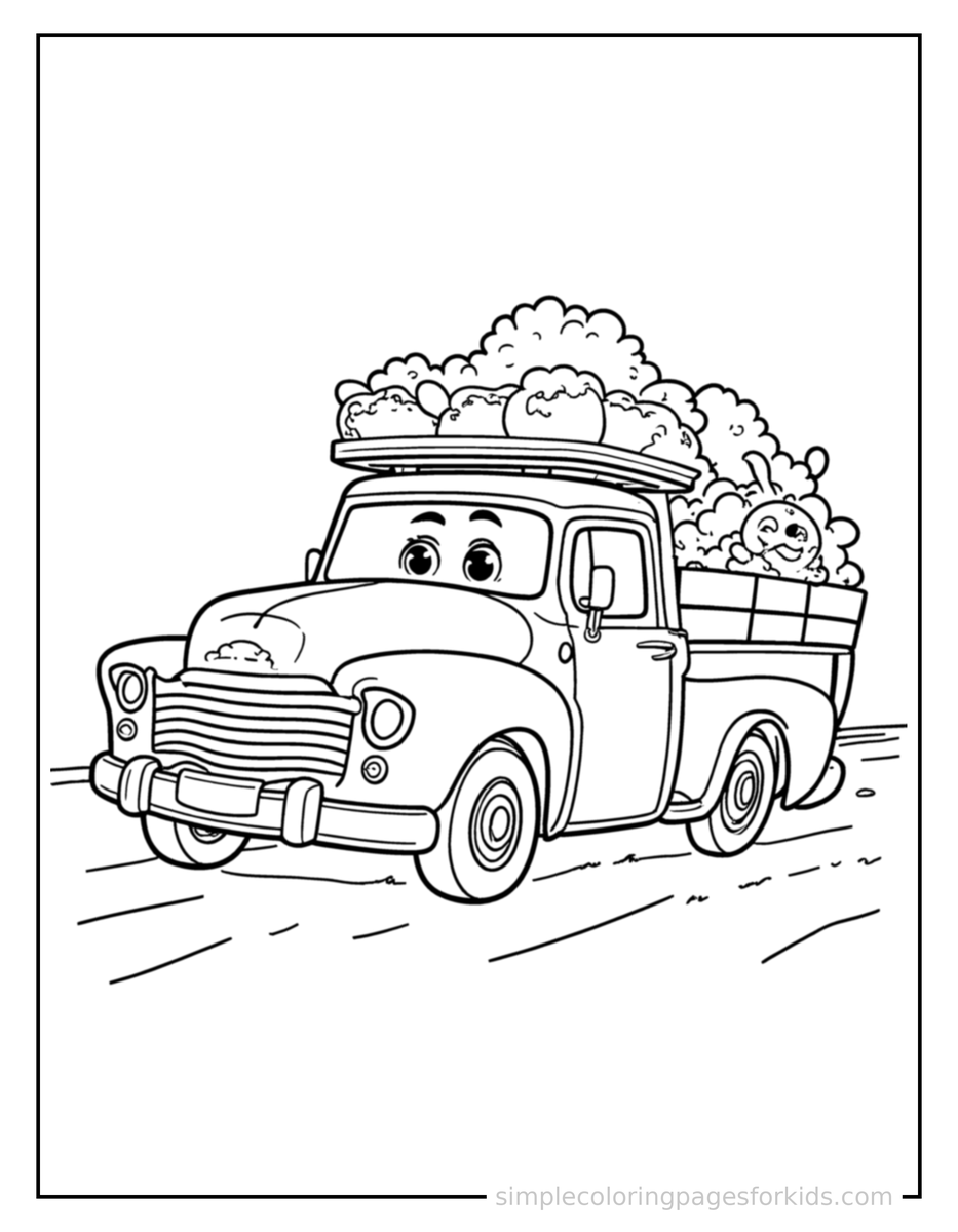 Smiling Pickup Truck Coloring Page