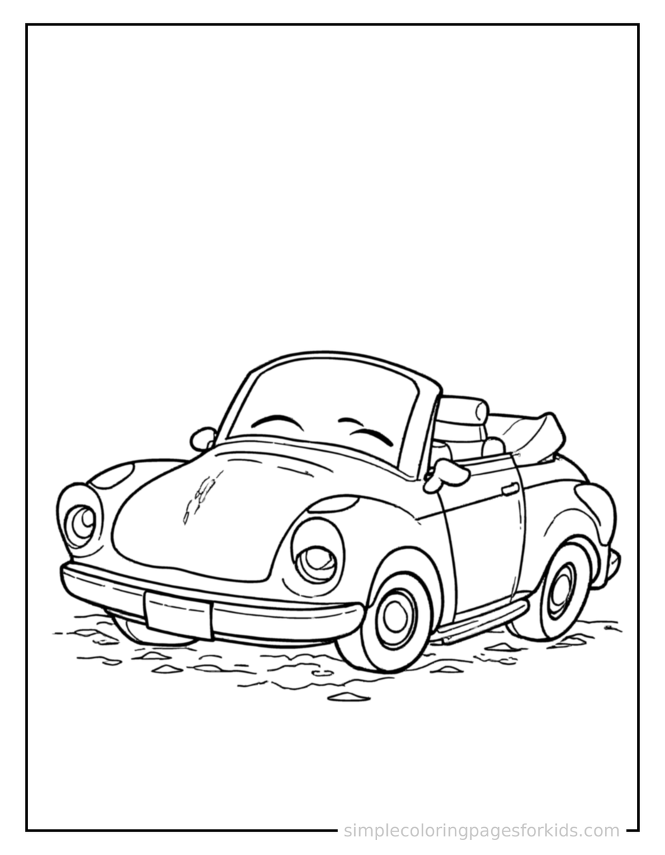 Resting Convertible Car Coloring Page