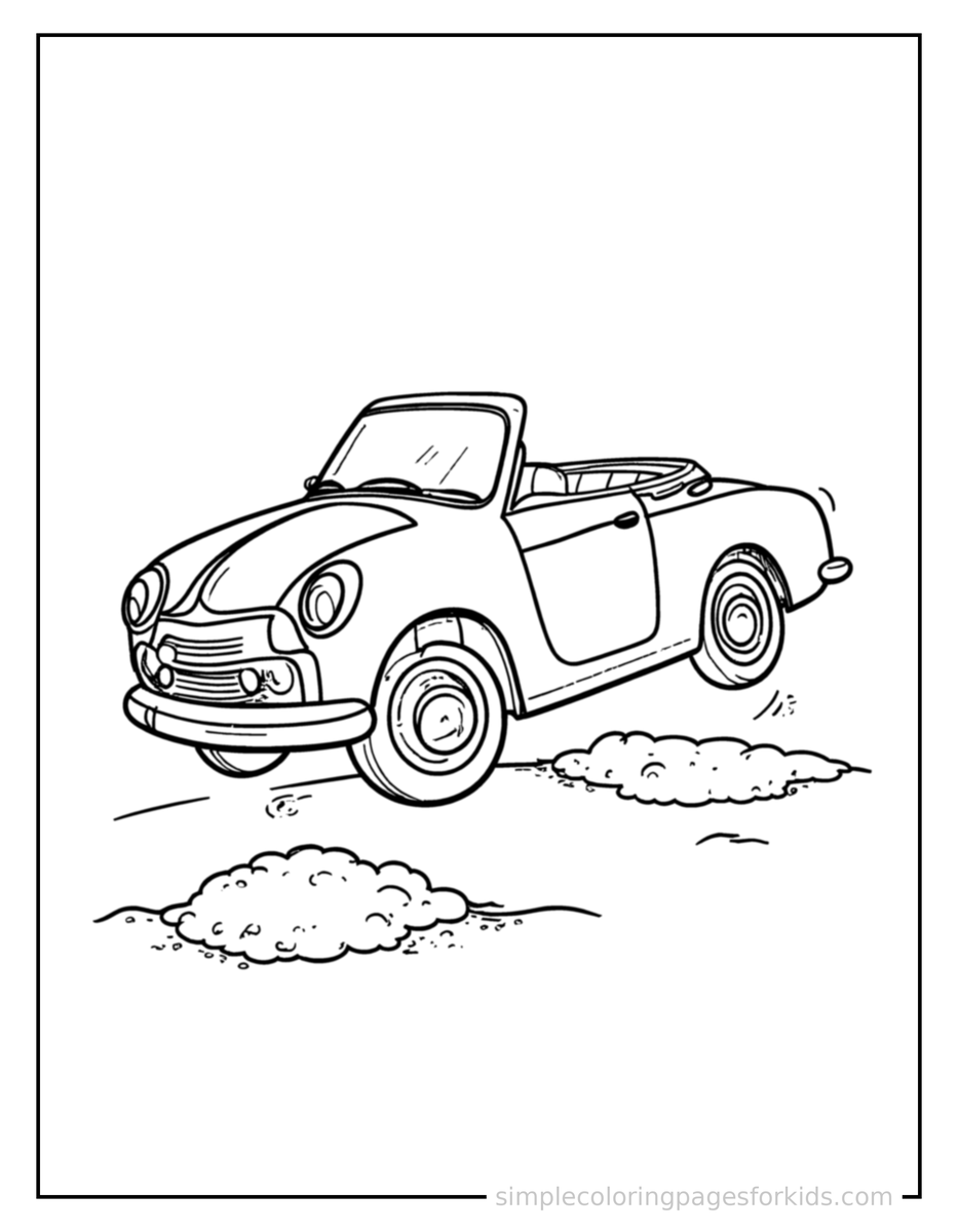 Bouncing Convertible Car Coloring Page