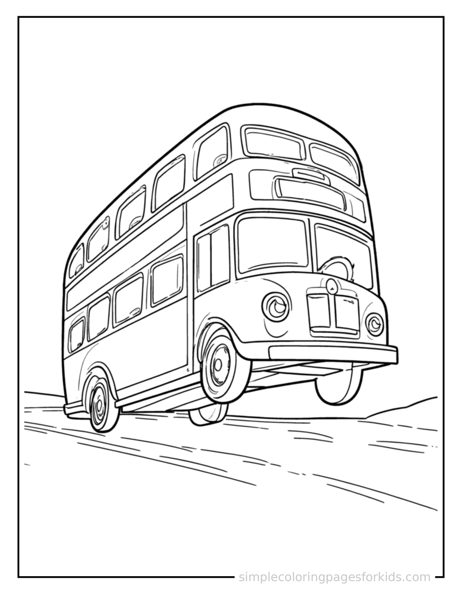 Bouncing Double Decker Bus Coloring Page