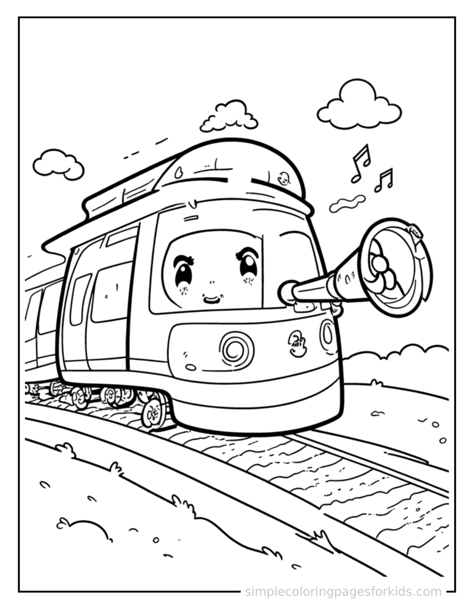 Coloring Scene 3 Monorail Train Coloring Page