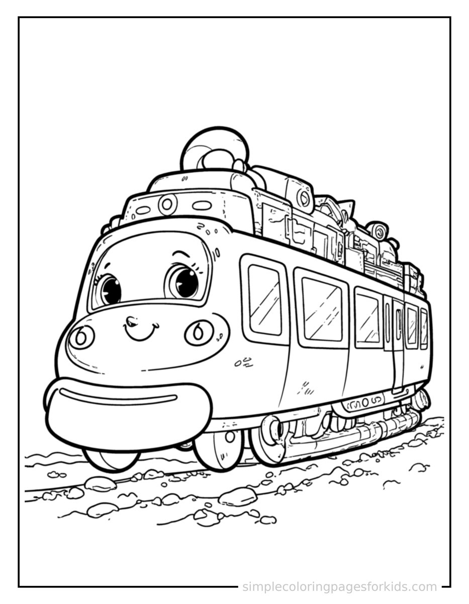 Smiling Monorail Train Coloring Page