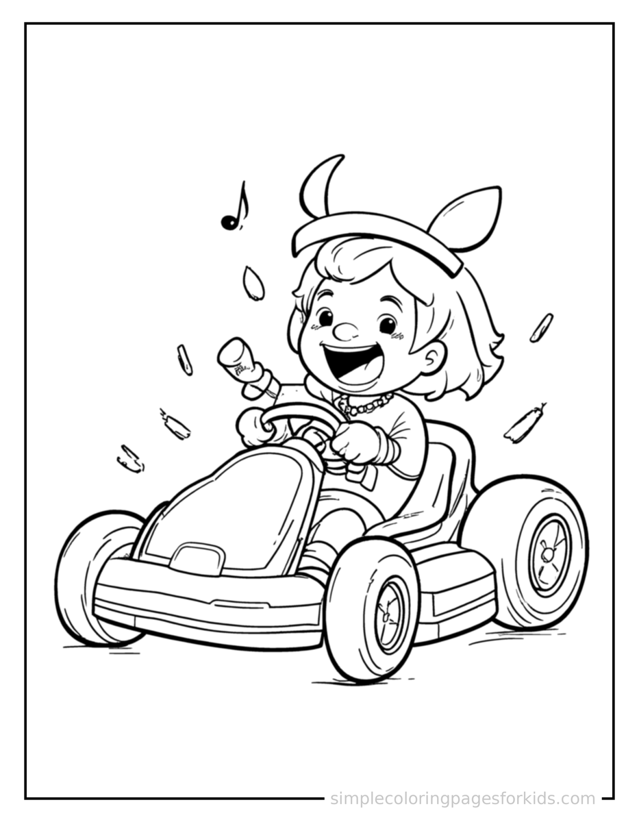 Coloring Scene 3 Go-Kart Coloring Page