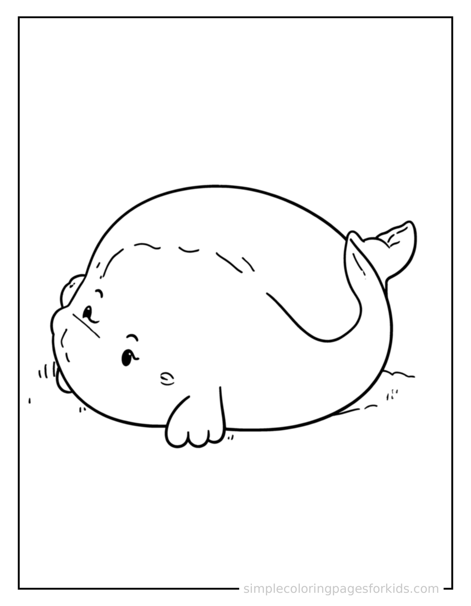Sleepy Whale Coloring Page