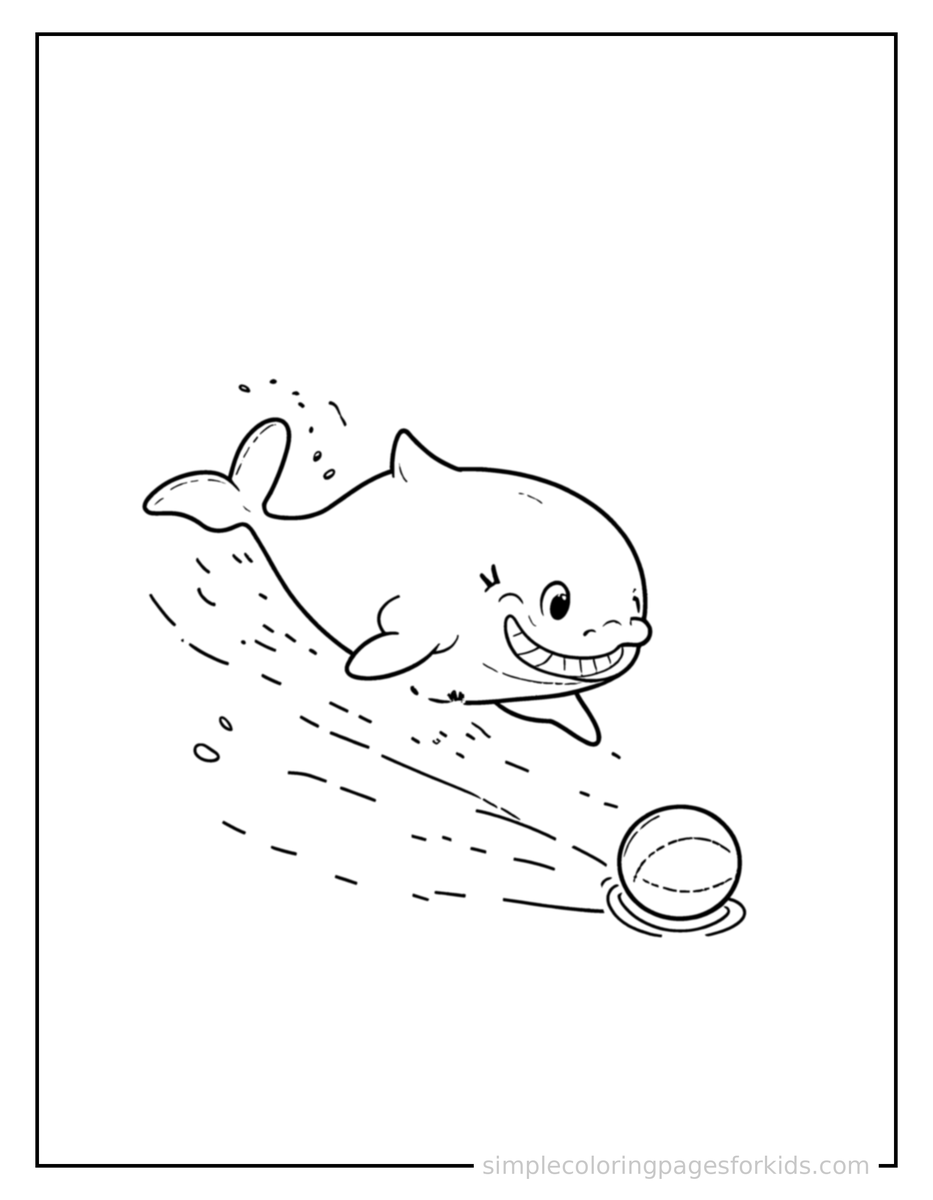 Playing with a Ball Whale Coloring Page