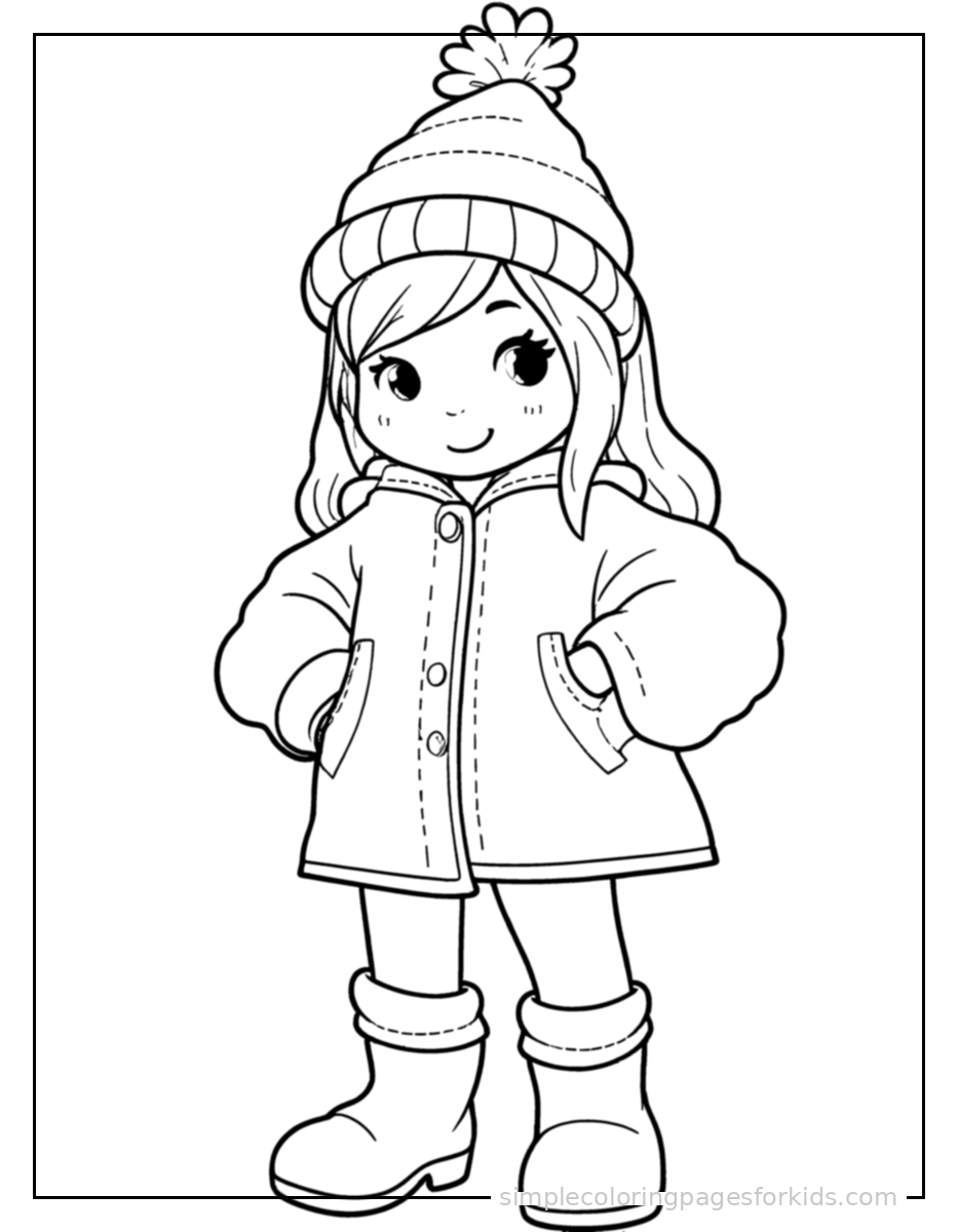 Printable winter coloring page for kids