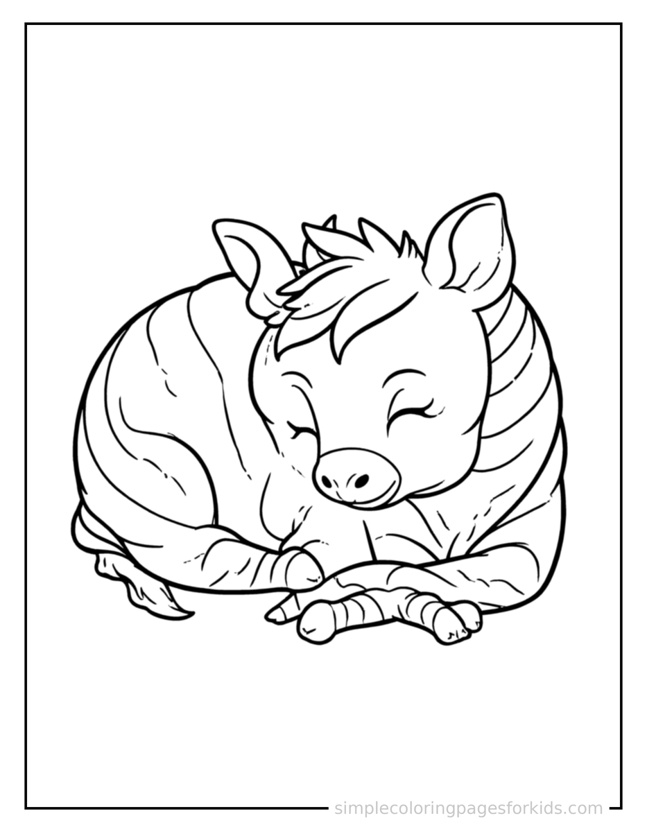 Sleepy Zebra Coloring Page