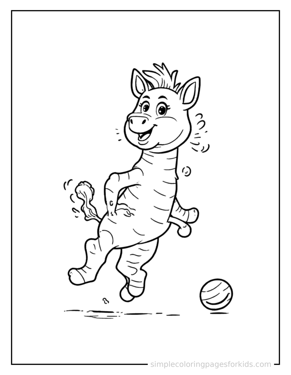 Playing with a Ball Zebra Coloring Page